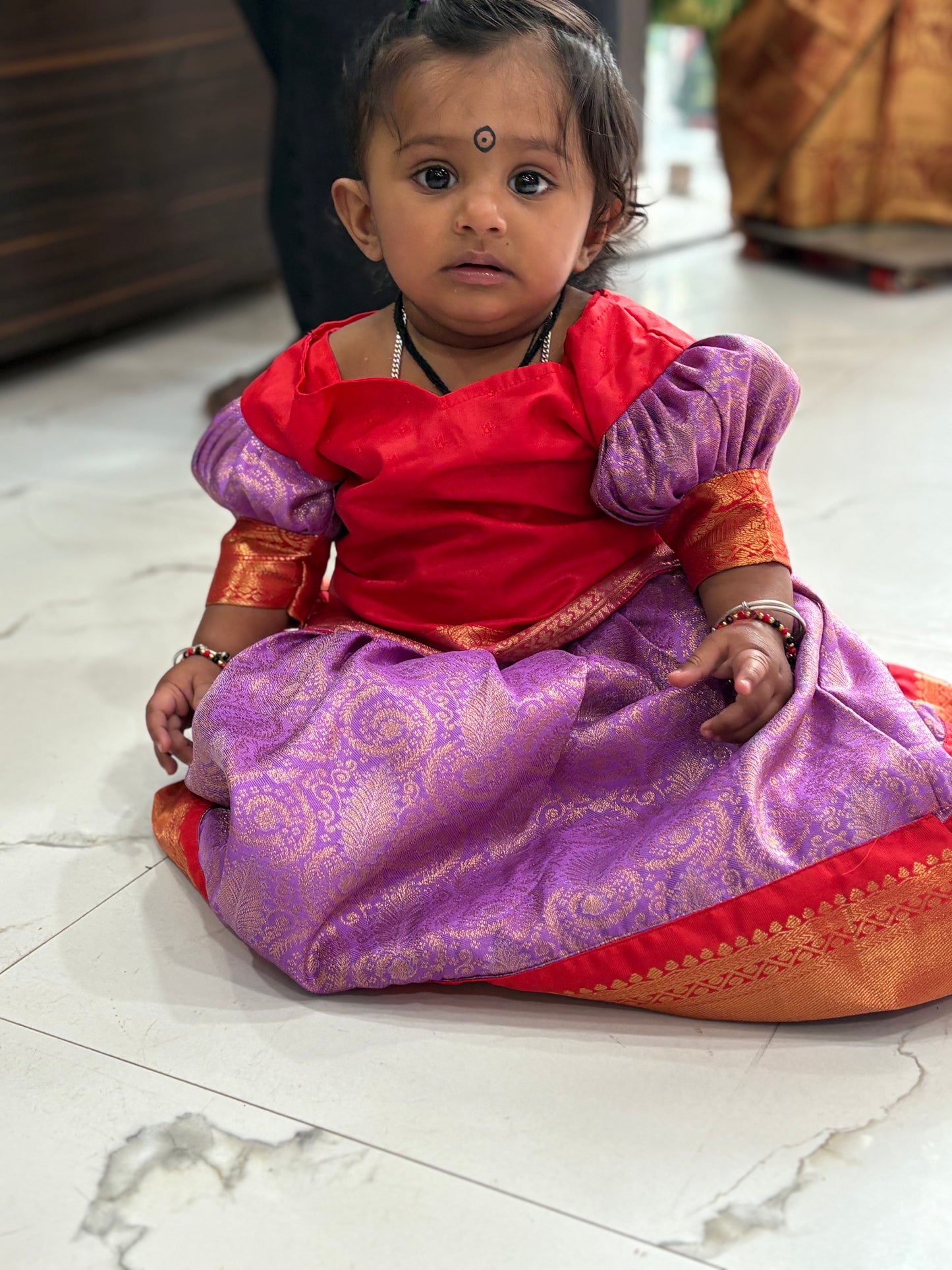 Lavender red pattu lehengas (1200)